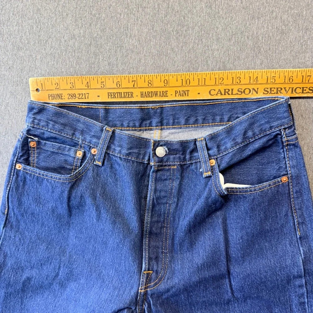 Levis 501 Original Fit Mens Dark Wash Indigo Button Fly Straight Leg Jeans 35x36